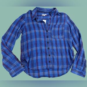 NEW Anthropologie S Pilcro L/S Tabby Patterned Plaid Buttondown Shirt Top NWT